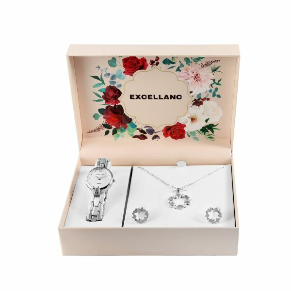 ZENSKI EXCELLANC POKLON SET SREBRNE BOJE